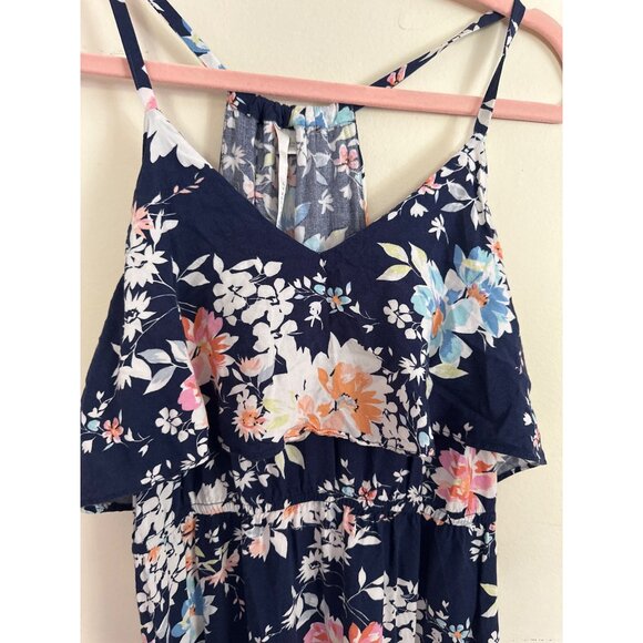 Lauren Conrad Floral Maxi Dress S Navy Blue Flowy Romantic Cottagecore Beachy - Picture 4 of 8
